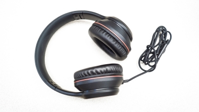 Black headphones with Red Trim