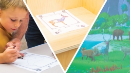 A child using the Draw Alive station